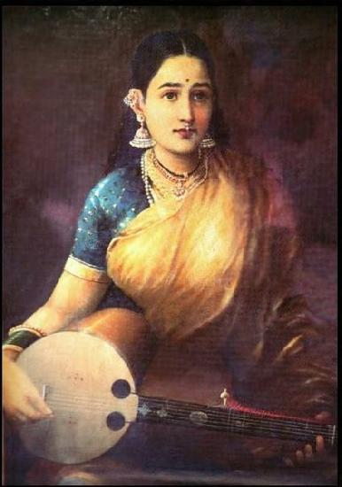 Raja Ravi Varma Lady with Swarbat oil painting image